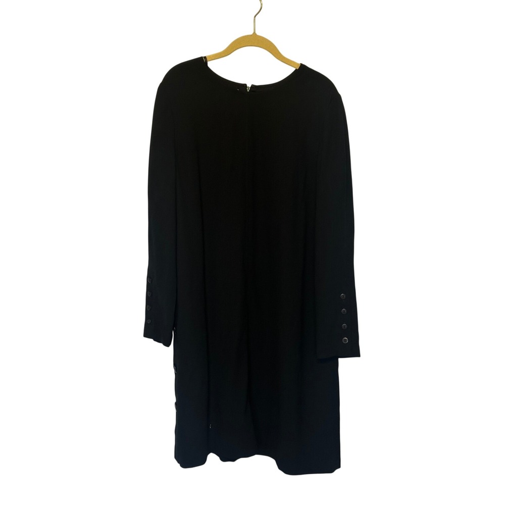 Liz Claiborne Black Long Sleeve Shift Dress Button Detail Size 16